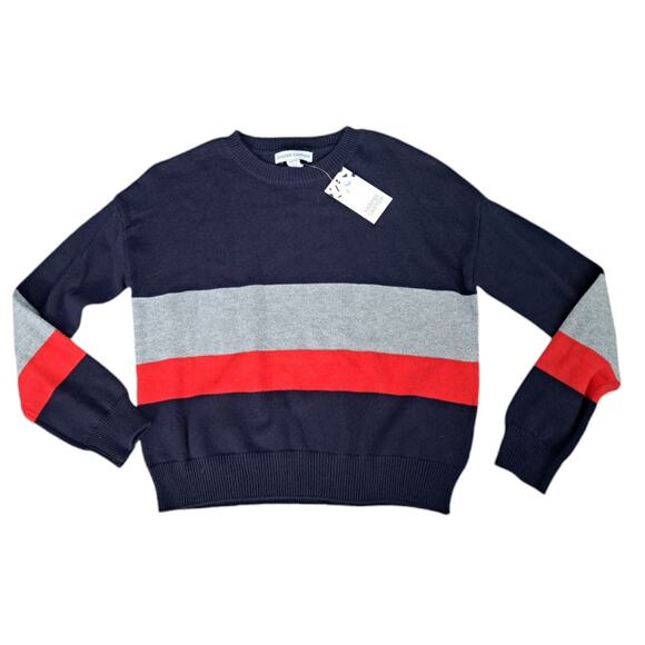 NWT Harper Canyon Girls Navy Red Silver Metallic Knit Sweater Size Small 7/8 - Picture 1 of 8